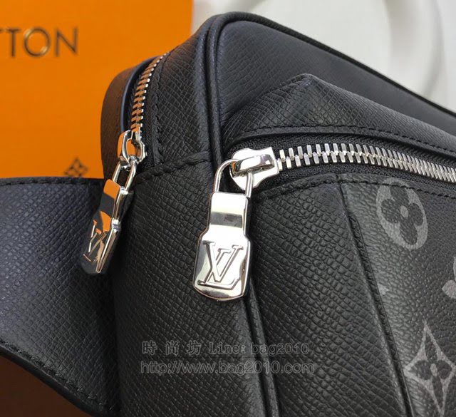 LV腰包 M30245 限量版 路易威登Outdoor腰包 LV男胸包 LV黑花Taïga皮革男腰包  ydh2970